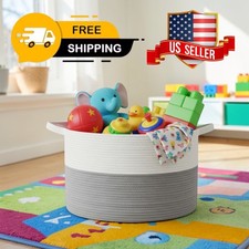 XXXL Cotton Rope Storage Basket Baby Laundry Toys Woven hamper 21.7"x13.8"