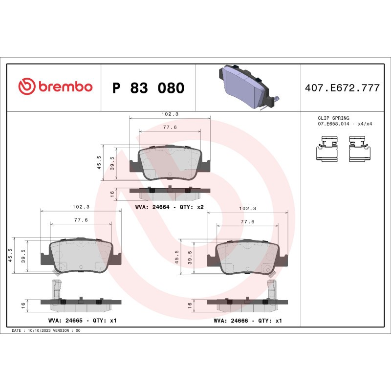 Für BREMBO P 83 080 HAM PADS. REAR WITH ACOUSTIC SENSOR GR.16,0 TOYOTA AURIS 07 - Bild 4