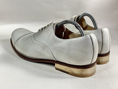 SHOO Men's Shoes Ivory Leather Formal Oxford Lace Up Shoes 40 UK 7 - Picture 13 of 15