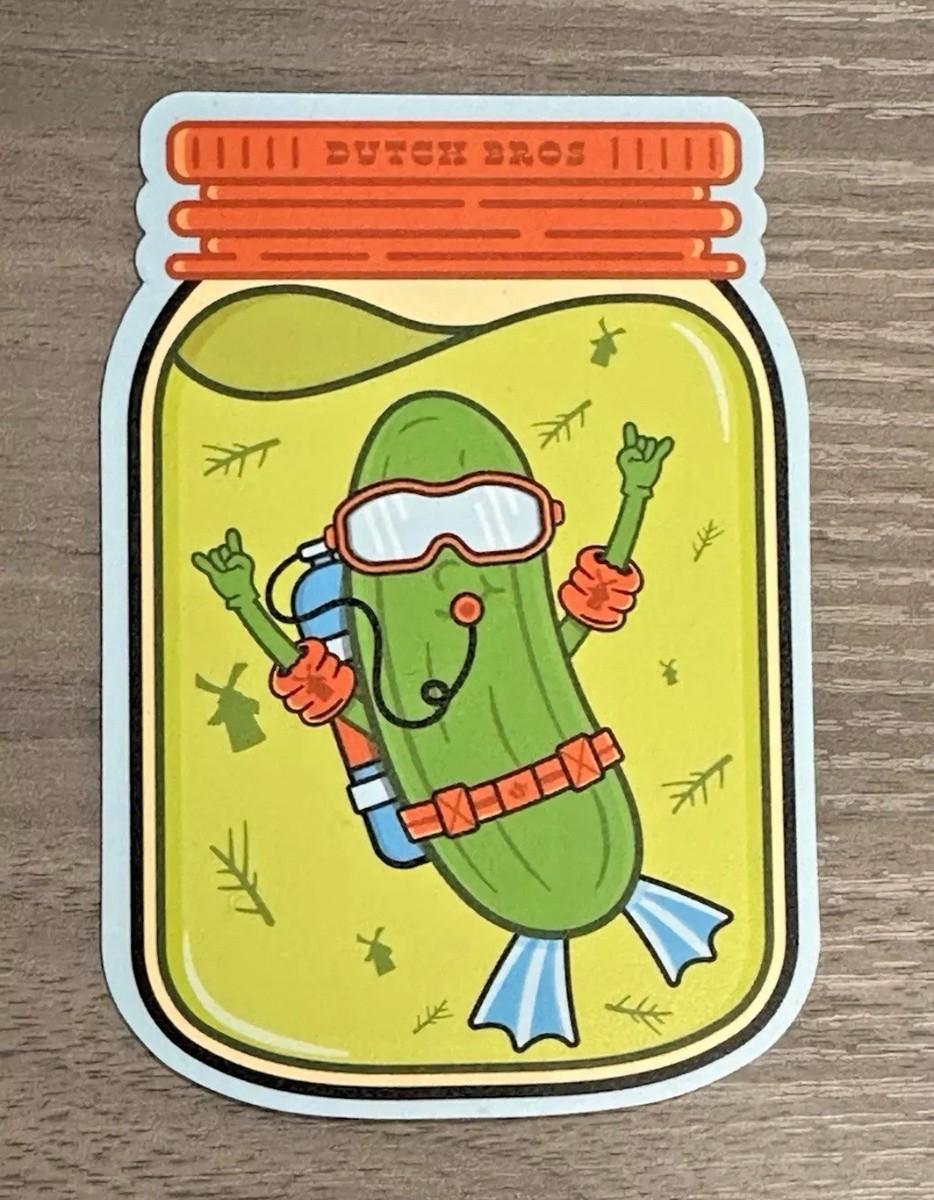 DUTCH BROS STICKER April 2025 Scratch N Sniff Pickle Scented Hard