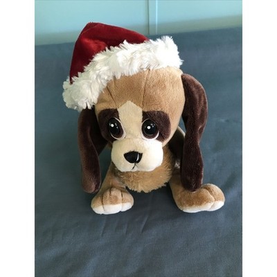 Ganz Dog Plush Stuffed Animal Santa Hat Brown Floppy Ears Sad Eyes