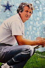 GIL BRANDT UNSIGNED CUSTOM GOAL LINE ART CARD~PRO FOOTBALL HALL OF FAME~COWBOYS