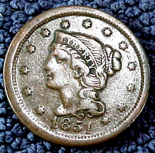 Photo of a 1851-P Large Cent from an eBay listing that sold on Jul 20, 2026
