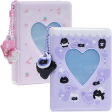 2 Pieces Photocard Binder Album, Mini Photo Album Kpop, 3 Inch Kpop Love Heart H