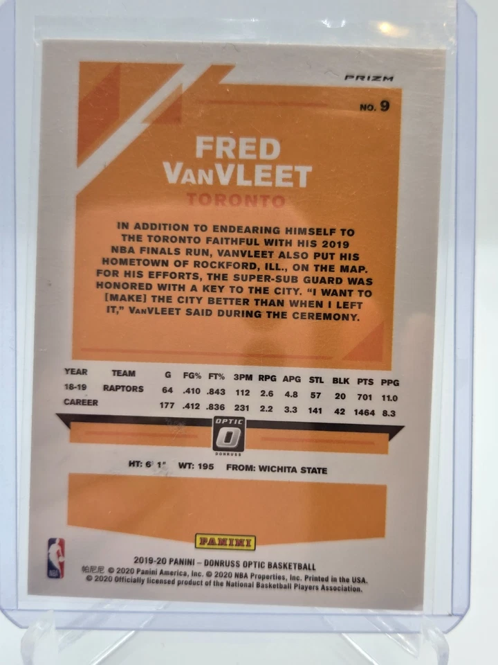2019-20 Donruss Optic #9 Fred VanVleet Hyper Pink Prizm - Image 2 of 2