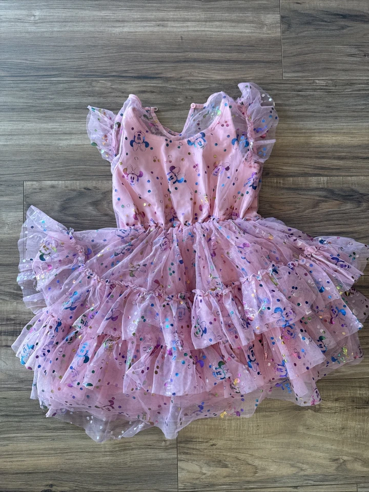 Vestido Disney tamanho 5/6 rosa renda Mickie e Minnie - Imagem 2 de 3