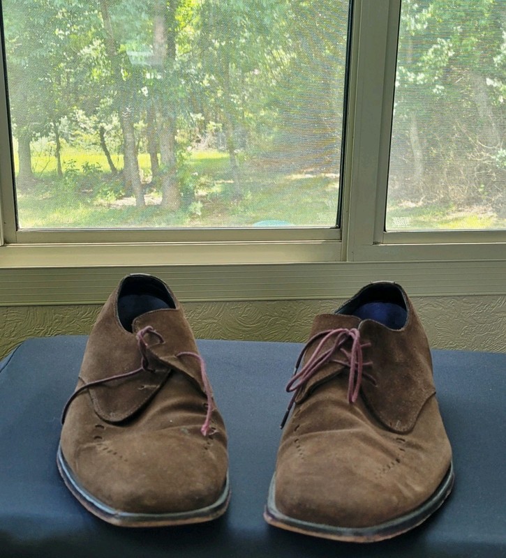 Paul Smith 11 45 Brown Suede Perforated Leather Dress Shoes Hand Crafted
