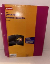 Staples 3-Hole Punched 2-Pocket Portfolios Pink 52810. New Folders. Plastic