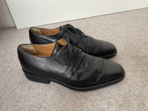 Stemar Moreschi Black Leather Lace Up Italy Italian Smart Shoes 8 Formal Vibram - Picture 4 of 22