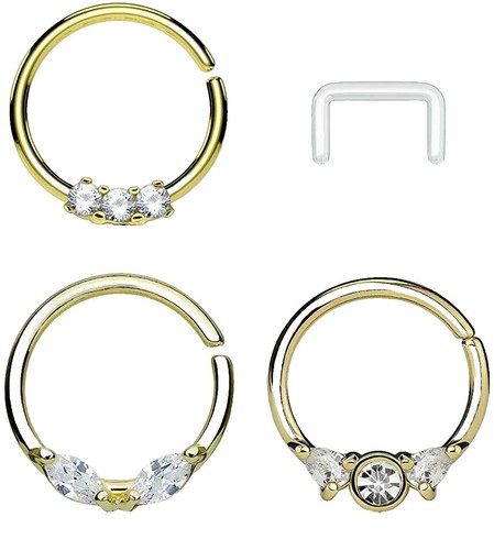 10pcs Acrylic Clear Nose Stud, L-Shaped With Round Ball End, Unisex