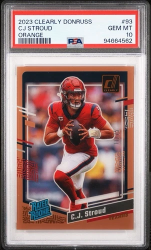 CJ STROUD 2023 PANINI CLEARLY DONRUSS ORANGE 11/75 PSA 10 ROOKIE HOUSTON TEXANS