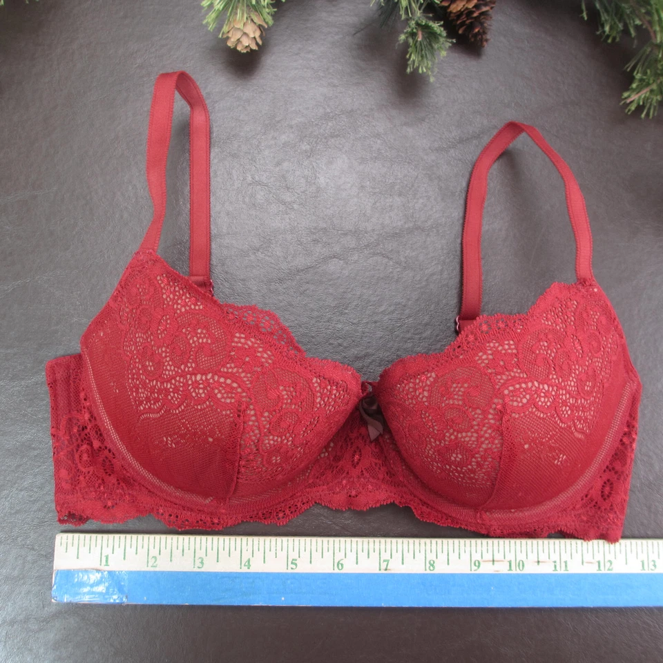 Sujetador Gilligan & O'Malley 34D Rojo Encaje Acolchado Con Aros Cierre Ajustable Espalda Foto 2 de 4