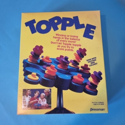 Vintage Topple Brettspiel 1999 Pressman Balancing Game 100% vollständig