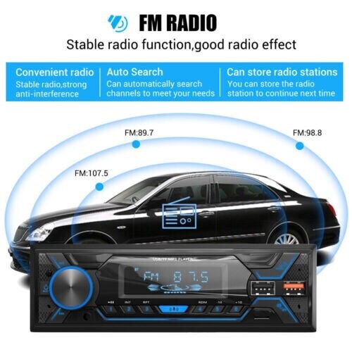 Bluetooth Single 1 DIN Car Stereo Radio MP3 Player AUX USB AM FM Head Unit Audio - Picture 4 of 12