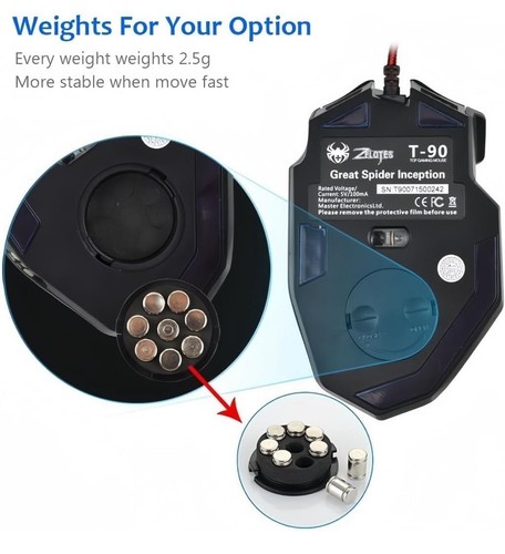 zelotes T90 Wired Gaming Mouse 9200 DPI, 8 Programmable Buttons Multi-Modes LED - Picture 5 of 7
