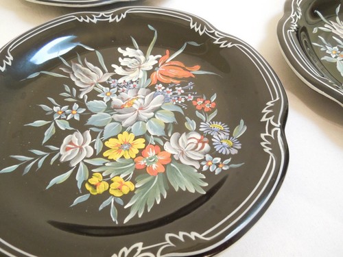 Set of 6 Vintage China Dessert Plates JLMENUA Hand Painted Floral Signed Germany - Picture 3 of 12