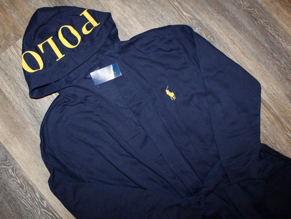 NWT Polo Ralph Lauren Men s Fleece Bath Robe Navy Blue S M eBay