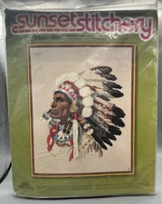 Sunset Stitchery Indian Chief Embroidery Kit 2220 Sunset Designs 1977 NIP