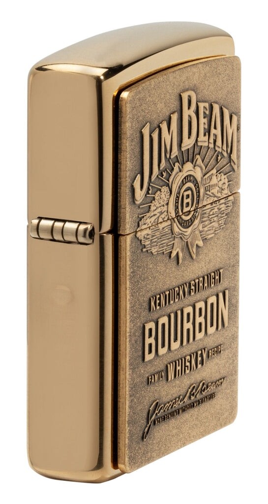 Zippo High Polished Brass Lighter With Jim Beam Logo, 254BJB.929