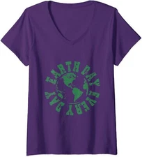 For Kids boys girls Students Earth Day Every Day Ladies' V-Neck Tshirt