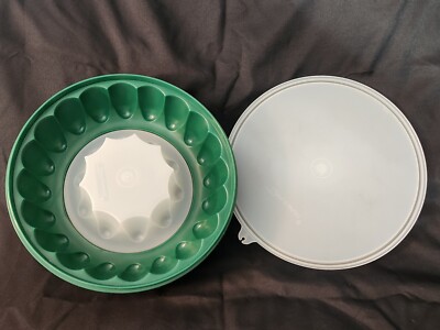 NEW Dark Green Vintage Tupperware Jello Mold 3 Piece Mould NOS 1202 -6