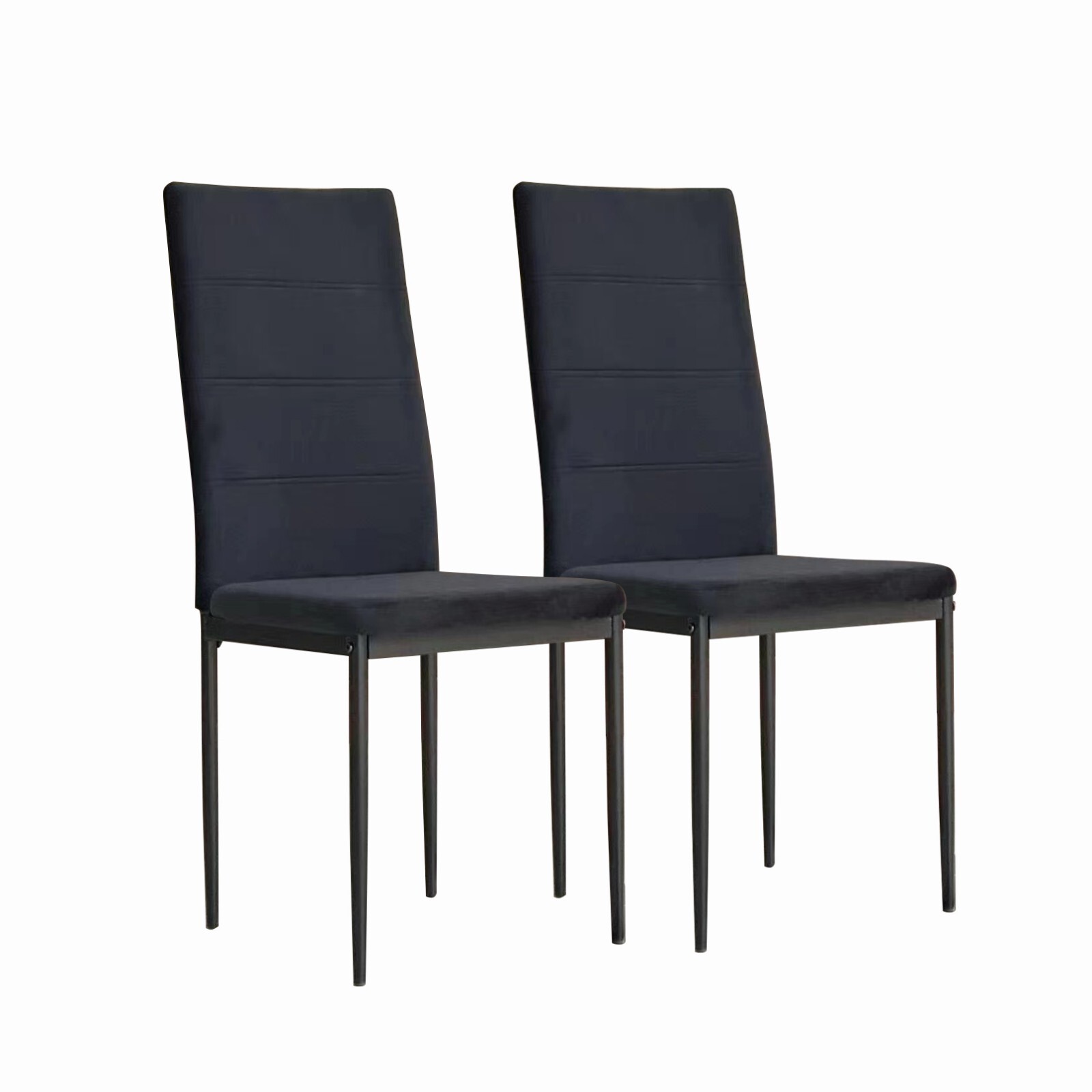 4pcs Black Velvet Dining Chairs Padded Seat Dining Room Kitchen Living