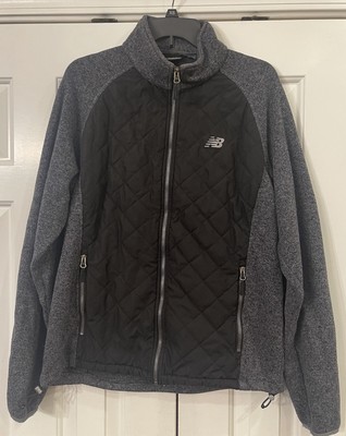 New Balance Full Zip Quilted Sweater Jacket Adult L_Gray and Black