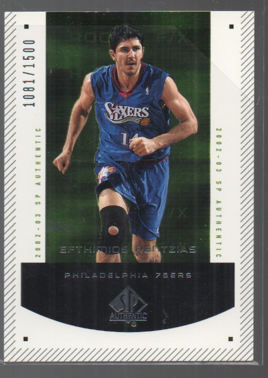 EFTHIMIOS RENTZIAS 2002-03 SP AUTHENTIC ROOKIE CARD #185 /1500