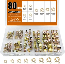 80pcs Spring Band Type Fuel/Silicone Vacuum Hose Clamp 7mm-18mm Low Pressure