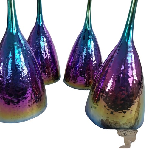 4 Sienna Stem Wine Handmade Rainbow Iridescent Champagne Glasses 380m Barware 9" - Picture 17 of 17