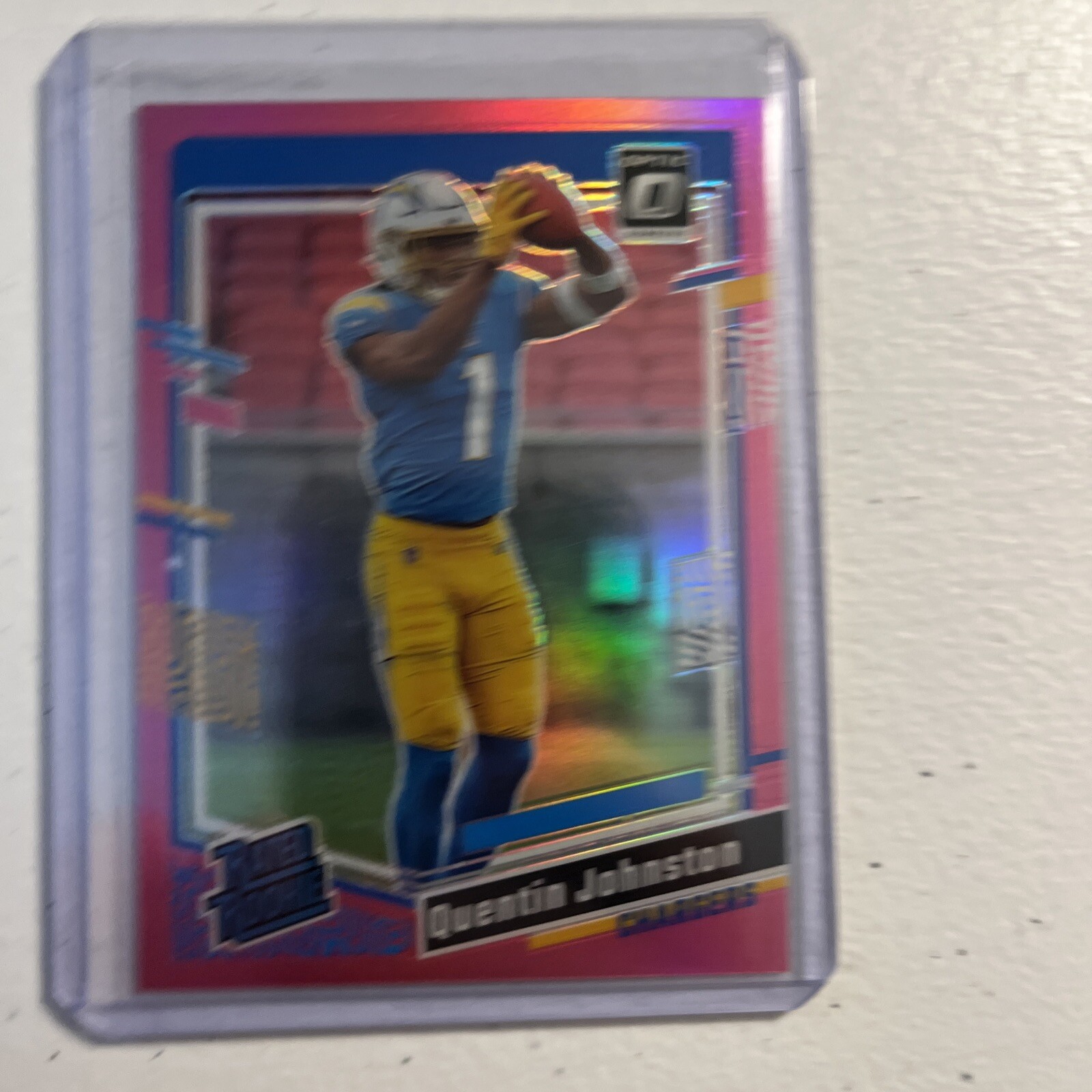 2023 Panini Donruss Optic - Rated Rookie Pink Prizm #265 Quentin Johnston (RC)