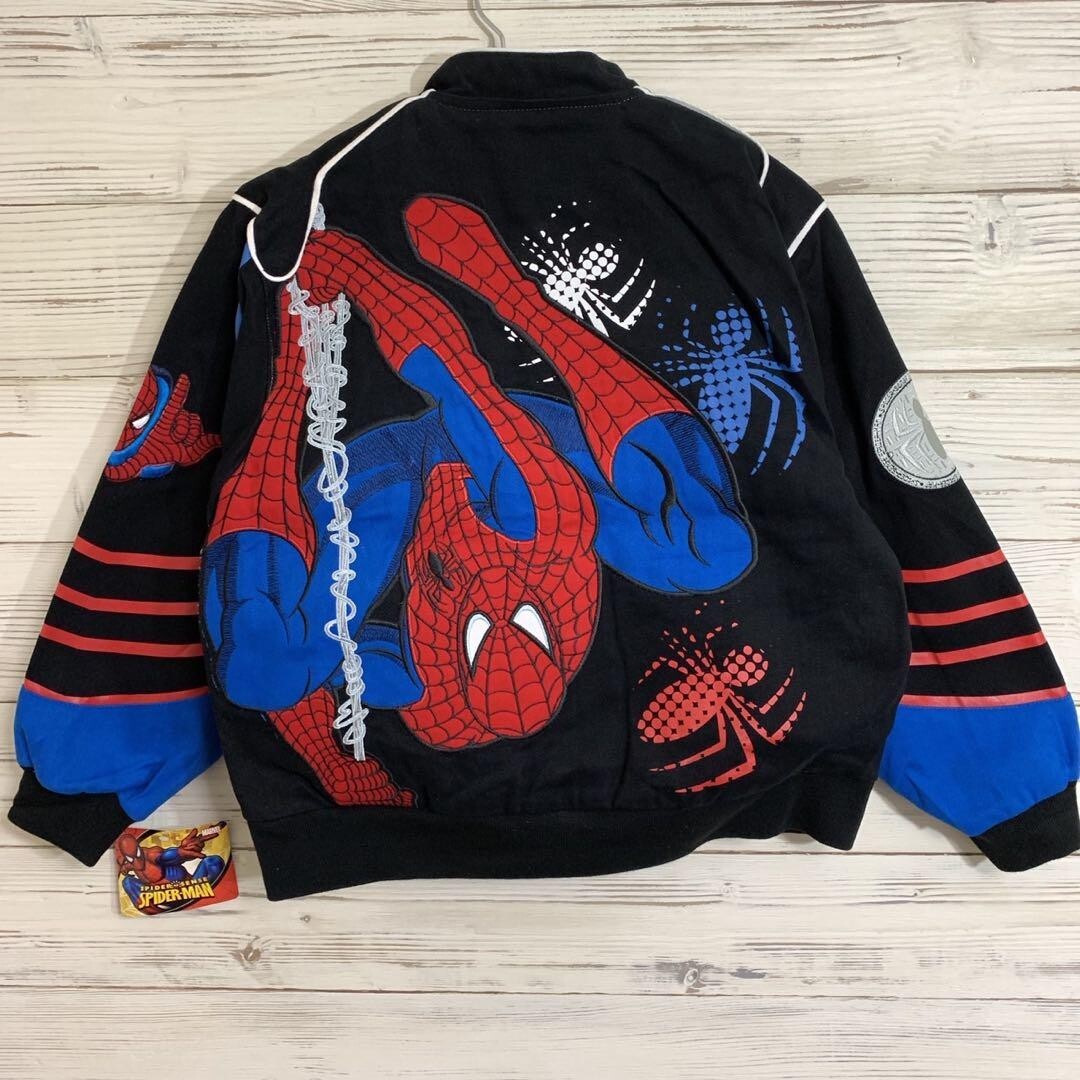 Jh Design Spider-Man Racing Jacket Embroidery Black Youth Jh Design Spider-Man Racing Jacket Embroidery Black Youth