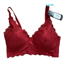 Maidenform Lightly Lined Convertible Lace Bralette DM1188, Red, 38C
