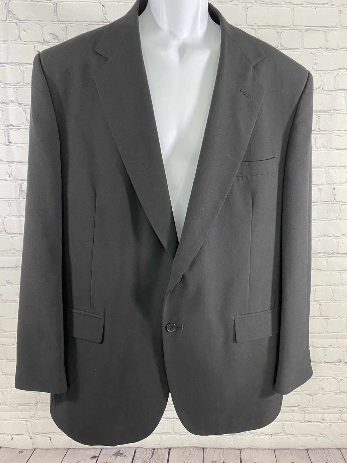 Towncraft Black Polyester Wool Two Button Blazer … - image 1