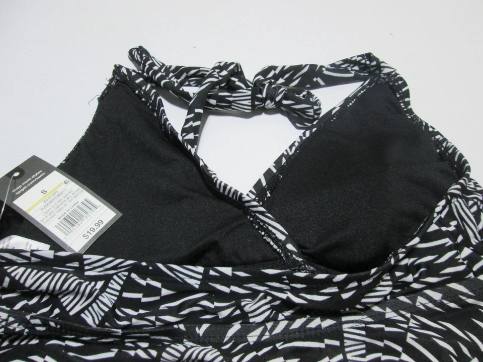 Nuevo con etiquetas Mossimo Mujer Talla S Tankini Negro/Blanco Inalámbrico Forrado Halter Ropa de Playa Foto 4 de 4