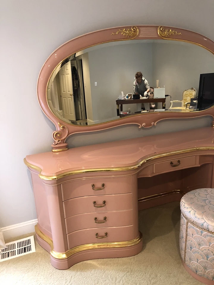 Шикарный розовый лак итальянский тщеславие и боковые столики и зеркало - Изображение 4 из 4