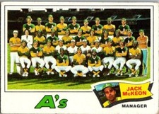 1977 Topps Baseball Oakland A's Team
