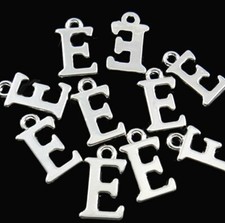 BULK 20 Letter E Alphabet Charms Silver Plated - SC2340