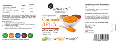 Curcumin C3 PLUS 500mg 60 VEGE Kapseln 95% Curcuminoide TURMERIC EXTRACT