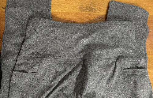 Women's Teens NYL Stretch Exercise SMALL Gray Capri Pants w Hip Pockets