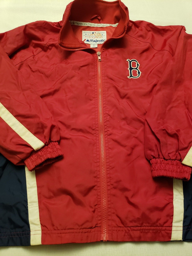 Boston Red Sox Jacket Boys Youth Red MEDIUM MLB Baseball Majestic Coat Zippered