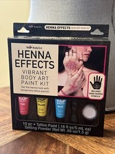 Tulip BRIGHT HENNA TATTOO KIT Temporary Body Art Paint Stencils Pink Yellow Blue