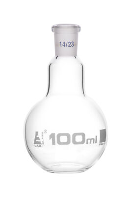 Eisco 100ml Boiling Flask with  14/23 Joint, Flat Bottom - Borosilicate Glass