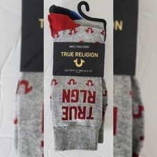 TRUE RELIGION 3 PAIR CREWS SOCKS MEN'S SOCK SIZE 10-13/SHOE SIZE 6-12.5 MULTICOL