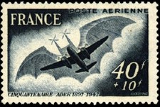 Poste aérienne France 1948 Neuf  PA 23** Cinquantenaire Ader (1897-1947)