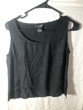 Citron Santa Monica Womens Sleeveless Silk Top Petite PS Free Shipping M56 Black