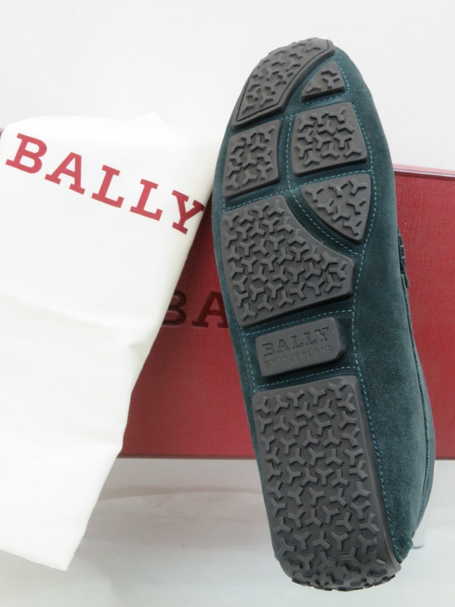 NIB BALLY PEARCE OAK DARK GREEN SUEDE WEB LOGO DRIVING  display picture 1