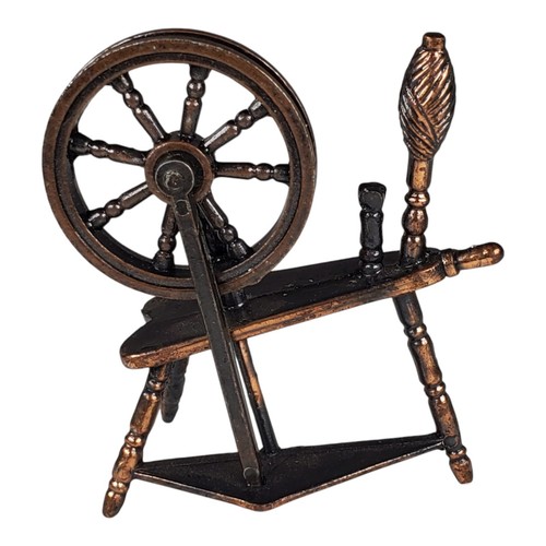 Dollhouse Durham Industries Die-Cast Metal Small Spinning Wheel Vintage - Picture 2 of 8