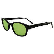 Pacific Coast Original KD's Biker Sunglasses (Black Frame/Green Lens)