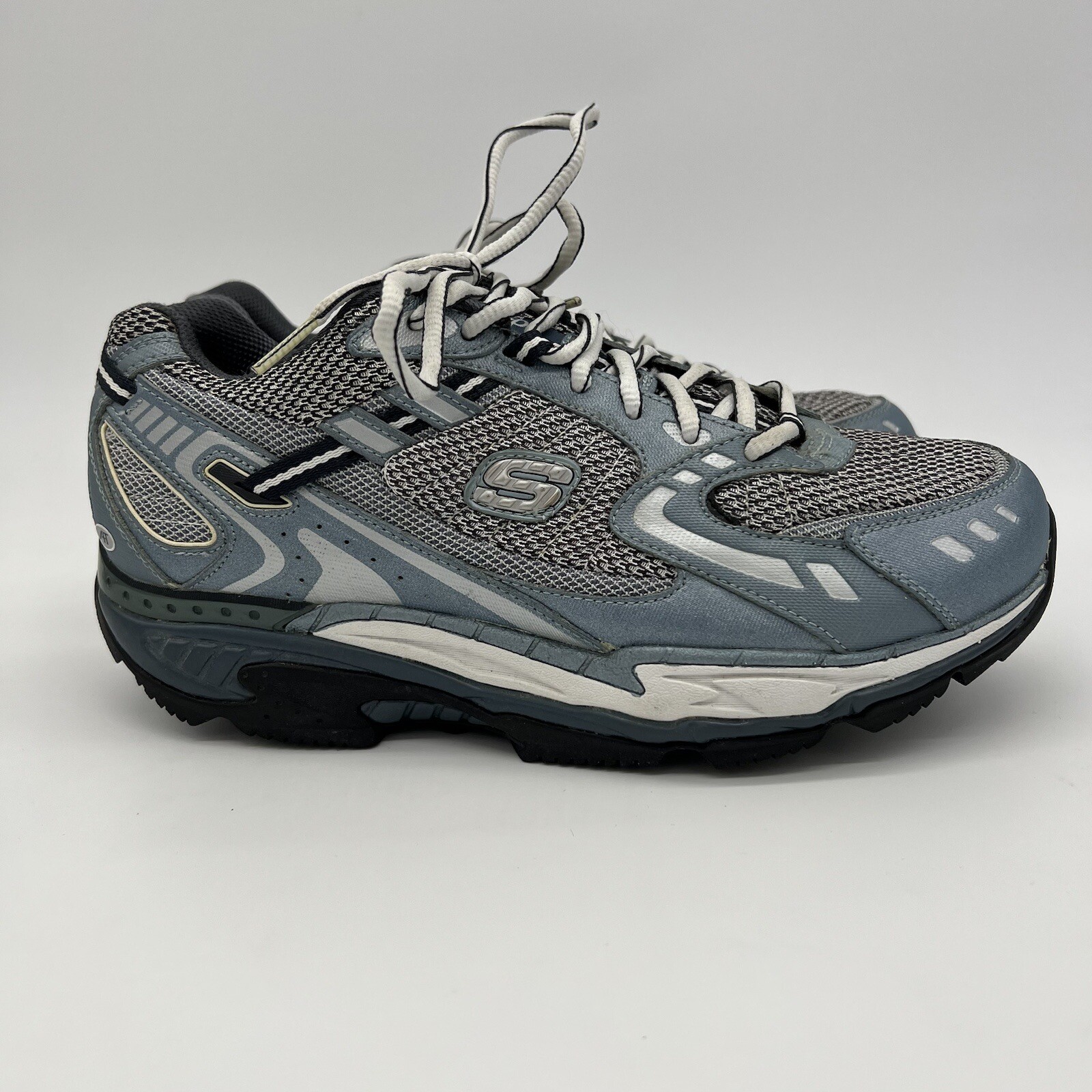 Skechers Shape-Ups Combination Wave SN12360 Walking Shoes Gray Blue Men’s 9.5